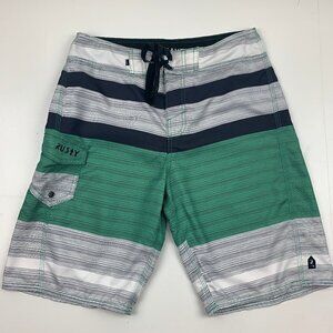 Rusty Striped Flat Front Board Shorts Men's Size 28